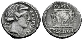 Scribonius. L. Scribonius Libo. Denarius. 62 BC. Rome. (Ffc-1102). (Craw-416/1a). (Cal-1248). Anv.: BON. EVENT before diademed head of Bonus Eventus r...