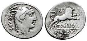 Thorius. L. Thorius Balbus. Denarius. 105 BC. Norte de Italia. (Ffc-1141). (Craw-316/1). (Cal-1300). Anv.: Head of Juno of Lanuvium right, wearing goa...