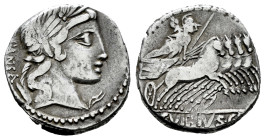 Vibius. C. Vibius C.f. Pansa. Denarius. 90 BC. Auxiliary mint of Rome. (Ffc-1187). (Craw-342/5b). (Cal-1345). Anv.: Smallish laureate head of Apollo r...