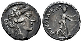 Vibius. C. Vibius C.f.C.n. Pansa. Denarius. 48 BC. Rome. (Ffc-1216). (Craw-440/2). (Cal-1369). Anv.: PANSA behind head of young Bacchus right, wearing...