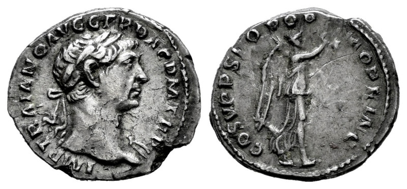 Trajan. Quinarius. 103-111 d.C. Rome. (Ric-133). Anv.: IMP TRAIANO AVG GER DAC P...