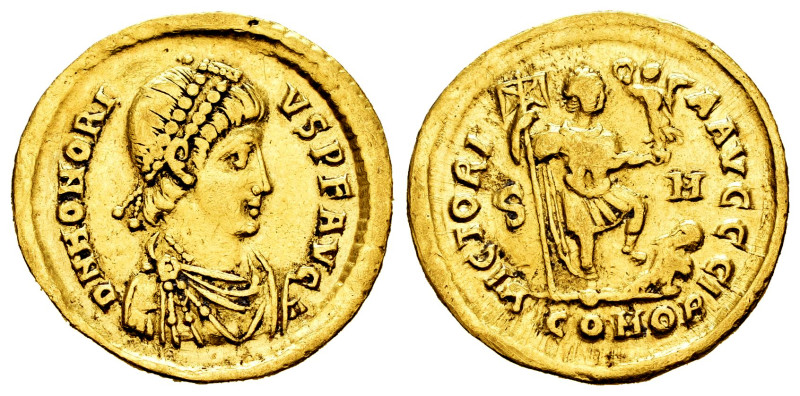 Honorius. Solidus. 395-397 d.C. Sirmium. (Ric-X 2). (Depeyrot-32/2). Anv.: D N H...