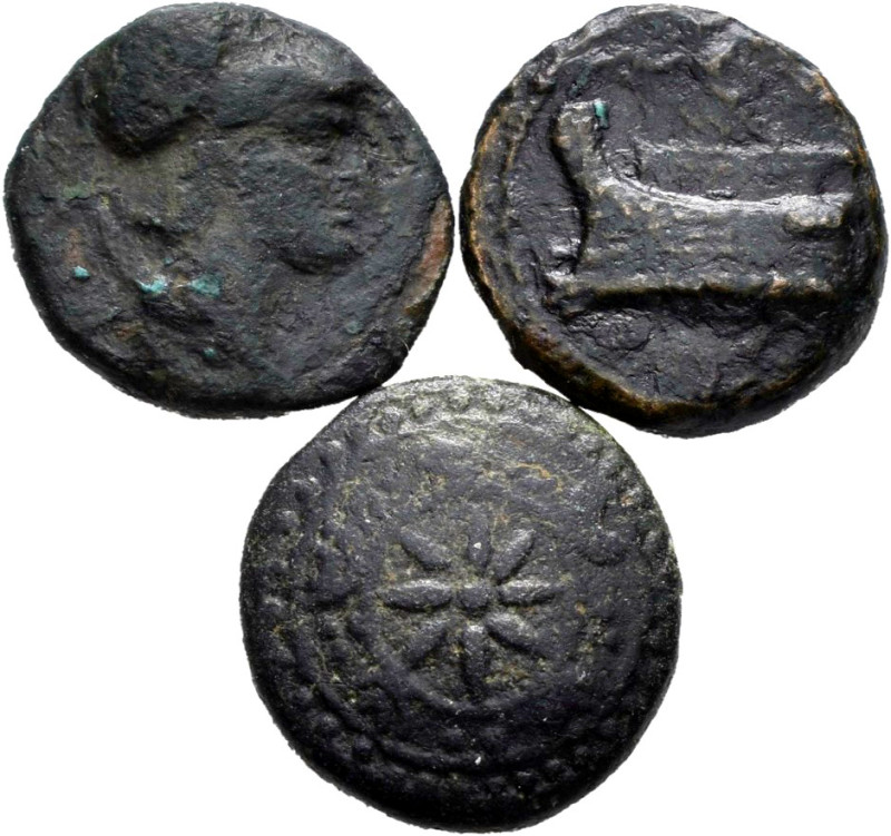 Lot of 3 coins from Ancient Greece. Three Macedonian bronzes, minted by Demetrio...