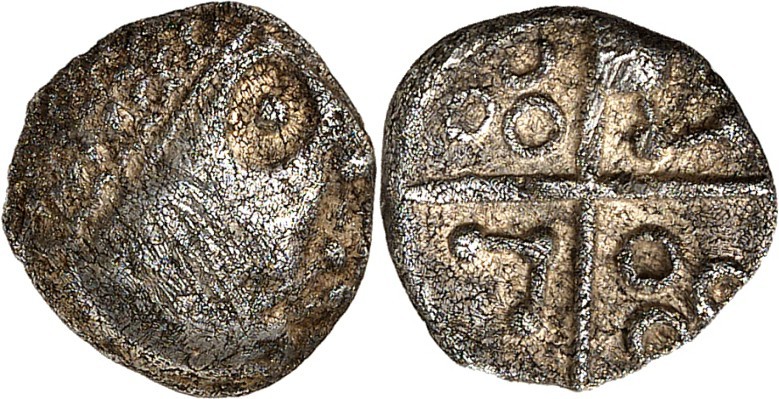 GERMANIEN. 
SÜDDEUTSCHLAND. 
"Quinar", Typ Dühren (80/50 v.Chr.) 1,81g. Locken...