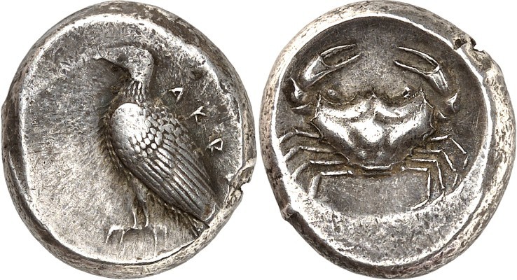 SIZILIEN. 
AKRAGAS (Agrigento). 
Stater (520/472 v.Chr.) 8,87g. Adler steht n....