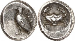 SIZILIEN. 
AKRAGAS (Agrigento). 
Stater (520/472 v.Chr.) 8,87g. Adler steht n. r. AKPA / Krabbe in rundem Incusum. SNG ANS&nbsp; 920-924. . 

s-ss