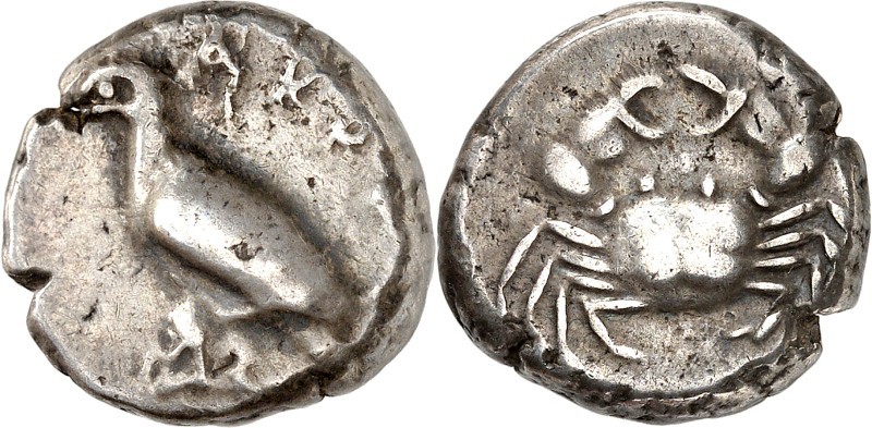 SIZILIEN. 
AKRAGAS (Agrigento). 
Stater (520/472 v.Chr.) 8,86g. Adler steht n....