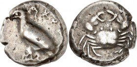 SIZILIEN. 
AKRAGAS (Agrigento). 
Stater (520/472 v.Chr.) 8,86g. Adler steht n. l. AKPA / Krabbe. . 

s-ss