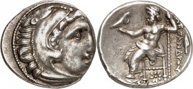 MAKEDONIEN. 
KÖNIGREICH. 
Alexander III. der Große 336-323 v. Chr. Drachme, postum (323/319 v.Chr.) 4,22g, KOLOPHON. Herakleskopf n.r. / ALEXANDROU ...