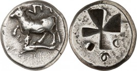 THRAKIEN. 
STÄDTE. 
BYZANTION (Istanbul). Drachme (411/387 v.Chr.) 5,26g. Kuh steht auf Delfin n.l. PU &nbsp;/ Windmühl-Incusum. Schönert-Geiss&nbsp...