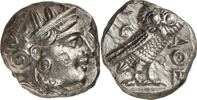 ATTIKA. 
ATHEN. Tetradrachmon (360/330 v.Chr.) 17,26g. Athenakopf n.r.&nbsp;/ A...