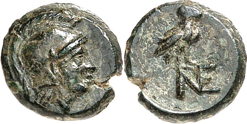 AIOLIS. 
STÄDTE. 
NEONTEICHOS. AE-Chalkus 10mm (200/100 v.Chr.) 1,05g. Athenak...
