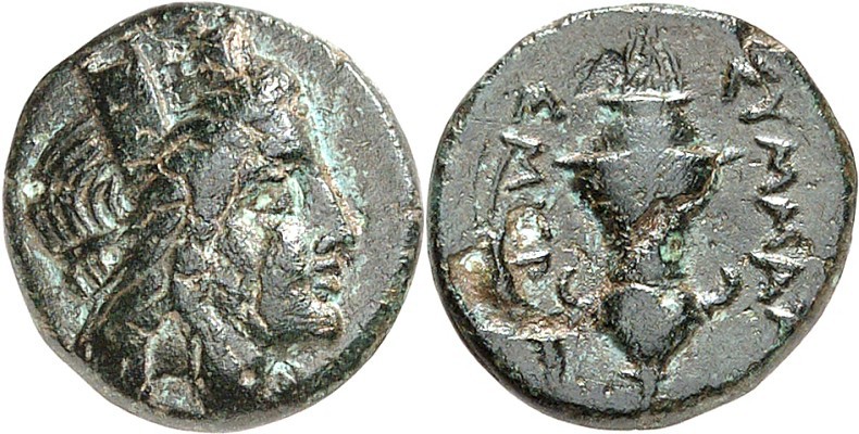 IONIEN. 
STÄDTE. 
SMYRNA (Izmir). AE-Dichalkon 13mm (260/245 v.Chr.) 2,01g, SY...