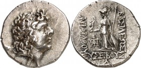 KAPPADOKIEN. 
KÖNIGREICH. 
Ariarathes IX. Eusebes Philopator 101-87 v. Chr. Drachme ("4"= 98/97 v.Chr.) 4,18g. Kopf m. Diadem n.r. / BA SILEWS - API...