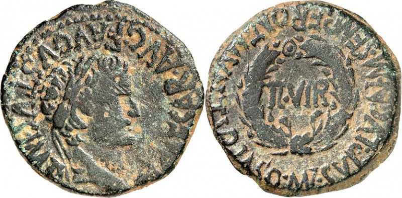 SPANIEN. 
TURIASO. 
Tiberius 14-37. AE-As 8,90g. Bel. Kopf n.r. TI CAESAR AVG ...