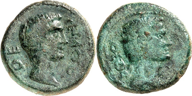 MAKEDONIEN. 
THESSALONIKE (Saloniki). 
Augustus mit Divus Caesar 27 v. Chr. -1...