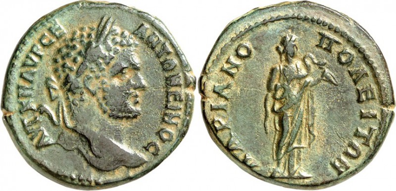 MOESIEN. 
MARKIANOPOLIS (Reka Devnia). 
Caracalla 198-217. AE-Tetrassarion 27m...