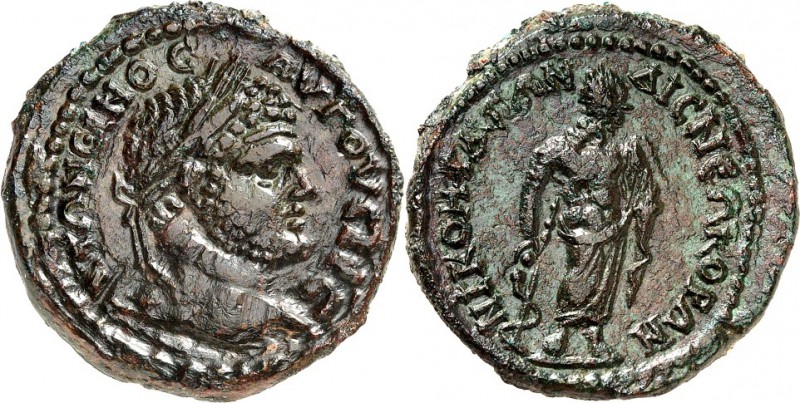 BITHYNIEN. 
NIKOMEDEIA (Izmir). 
Caracalla 198-217. AE-28mm 14,68g. Belorbeert...