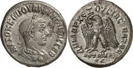 SYRIEN. 
SELEUKIS und PIEREIA / ANTIOCHEIA (Antakya). 
Philippus II. Augustus 247-249. Bi-Tetradrachmon (249) 12,50g. Büste mit Panzer, Paludamentum...