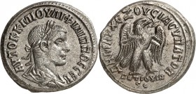SYRIEN. 
SELEUKIS und PIEREIA / ANTIOCHEIA (Antakya). 
Philippus II. Augustus 247-249. Bi-Tetradrachmon (249) 12,05g. Büste mit Panzer, Paludamentum...