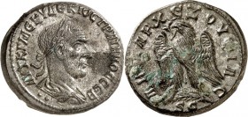 SYRIEN. 
SELEUKIS und PIEREIA / ANTIOCHEIA (Antakya). 
Traianus Decius 249-251. Tetradrachmon (250/251) 13,35g. Paludamentbüste m. Lkr. n.r. unten 2...