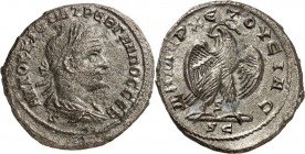 SYRIEN. 
SELEUKIS und PIEREIA / ANTIOCHEIA (Antakya). 
Trebonianus Gallus 251-253. Bi-Tetradrachmon 12,54g. Paludamentbüste m. Lkr. n.r.; unten Punk...