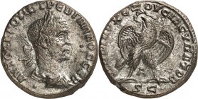 SYRIEN. 
SELEUKIS und PIEREIA / ANTIOCHEIA (Antakya). 
Trebonianus Gallus 251-253. Bi-Tetradrachmon (252/253) 11,25g, 1. Off. Paludamentbüste m. Lkr...