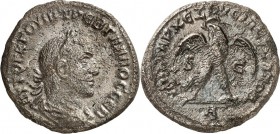 SYRIEN. 
SELEUKIS und PIEREIA / ANTIOCHEIA (Antakya). 
Trebonianus Gallus 251-253. Bi-Tetradrachmon (252/253) 11,57g. Paludamentbüste m. Lkr. n.r. A...