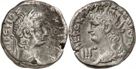 ÄGYPTEN. 
ALEXANDREIA (al-Isqandariyah). 
Nero (mit Tiberius) 54-68. Bi-Stater ("13"=&nbsp;66/67) 12,36g. Kopf mit Aigis und Strahlenkrone n.l.; dav...