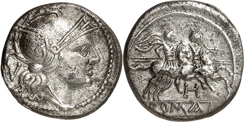 RÖMISCHE REPUBLIK : Silbermünzen. 
Anonym 227-208 v. Chr. Quinar (211-210 v.Chr...