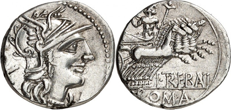 RÖMISCHE REPUBLIK : Silbermünzen. 
Lucius Trebanius 135 v. Chr. Denar 3,02g. Ro...