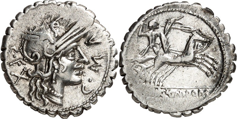 RÖMISCHE REPUBLIK : Silbermünzen. 
L. Licinius Crassus, Gn. Domitius Ahenobarbu...