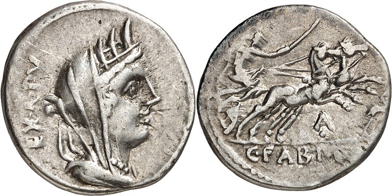 RÖMISCHE REPUBLIK : Silbermünzen. 
Gaius Fabius Gaii filius Hadrianus 102 v. Ch...