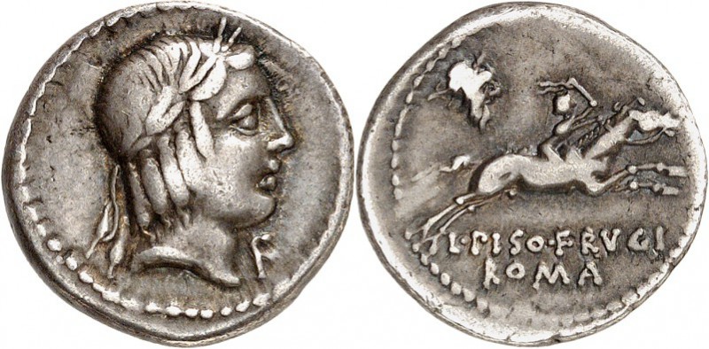 RÖMISCHE REPUBLIK : Silbermünzen. 
Lucius Calpurnius Piso Frugi 90 v. Chr. Dena...