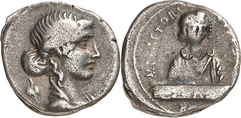 RÖMISCHE REPUBLIK : Silbermünzen. 
Marcus Plaetorius Cestianus 69 v. Chr. Denar...