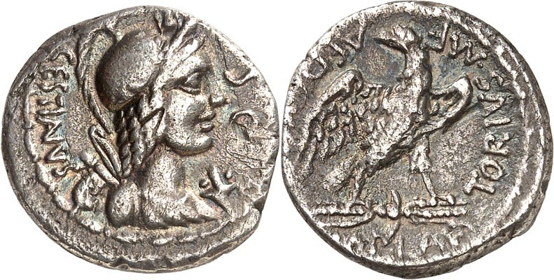 RÖMISCHE REPUBLIK : Silbermünzen. 
Marcus Plaetorius Cestianus 69 v. Chr. Denar...