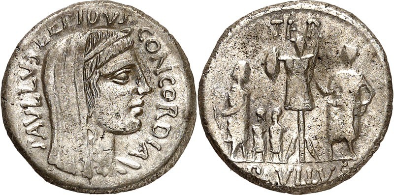 RÖMISCHE REPUBLIK : Silbermünzen. 
Lucius Aemilius Lepidus Paullus 62 v. Chr. D...