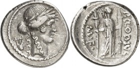 RÖMISCHE REPUBLIK : Silbermünzen. 
P. C. M. f. Turrinus 42 v. Chr. Denar 4,13g. Apollokopf n.r.; l. Lyra&nbsp;/ P.&nbsp;CLODIVS&nbsp;- M&nbsp;F Diana...