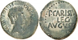 RÖMISCHES KAISERREICH. 
- Mzm. P. Carisius 25-22 v. Chr. AE-As 26mm (25-23 v. Chr.) 10,87g, Publius CARISIUS, Legatus Augusti pro praetore. Kopf n.r....