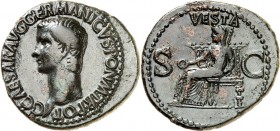 RÖMISCHES KAISERREICH. 
Germanicus, Vater d. Caligula, Bruder d. Claudius 15 v. Chr. -19 n. Chr. AE-As, postum u. Caligula (37/38) 11,8g. Kopf n.l. C...