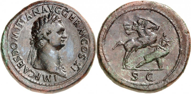 RÖMISCHES KAISERREICH. 
DOMITIANUS, Augustus 81-96. AE-Sesterz (85) 26,72g. Aig...