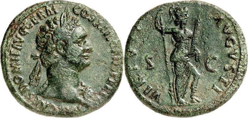 RÖMISCHES KAISERREICH. 
DOMITIANUS, Augustus 81-96. AE-As (87) 11,1g. Belorb. K...