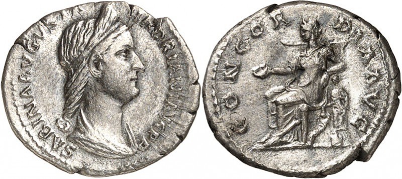 RÖMISCHES KAISERREICH. 
Sabina, Gemahlin des Hadrianus +136/137. Denar 2,95g. P...