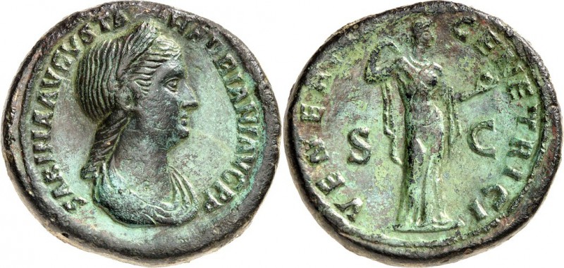 RÖMISCHES KAISERREICH. 
Sabina, Gemahlin des Hadrianus +136/137. AE-Sesterz 29,...