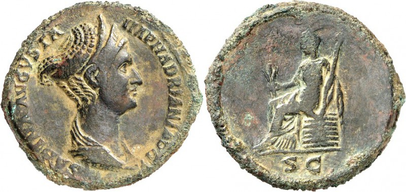 RÖMISCHES KAISERREICH. 
Sabina, Gemahlin des Hadrianus +136/137. AE-Dupondius 1...