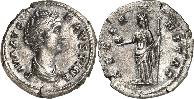 RÖMISCHES KAISERREICH. 
Diva Faustina senior z.Z. Antoninus Pius 141/161. Denar...