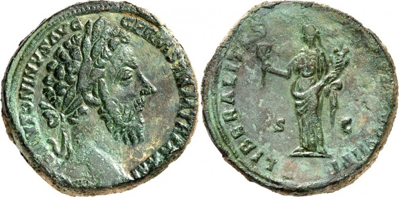 RÖMISCHES KAISERREICH. 
MARCUS AURELIUS, Augustus 161-180. AE-Sesterz (177) 27,...