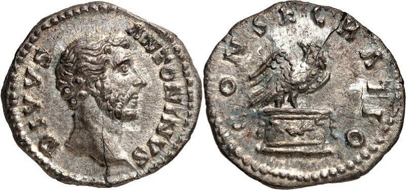 RÖMISCHES KAISERREICH. 
Divus Antoninus, unter Commodus 180. Denar (180) 2,75g....