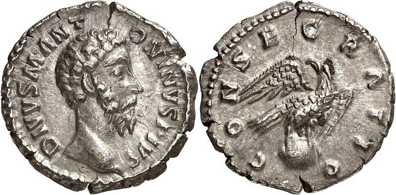 RÖMISCHES KAISERREICH. 
Divus Antoninus, unter Commodus 180. Denar (180) 3,27g....