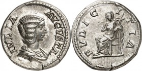RÖMISCHES KAISERREICH. 
Iulia Domna als Gemahlin des Sept. Severus 193-211(+217). Denar (200) 3,41g. Büste mit Palla n.r. IVLIA - AVGVSTA / PVDIC-ITI...